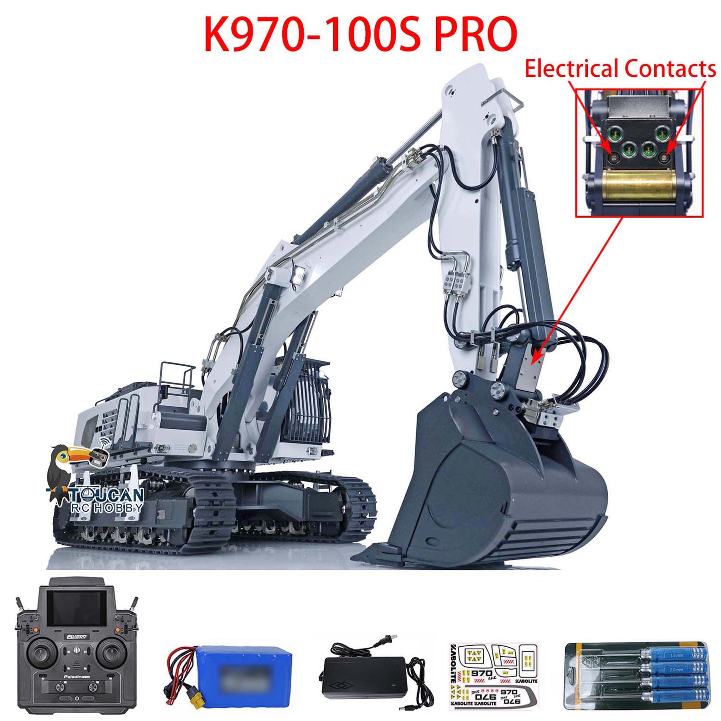 IN STOCK Kabolite 1/14 Remote Control Hydraulic Excavator K970 100S Pro RC Digger Electric Car Model Ready to Run Assembled Painted