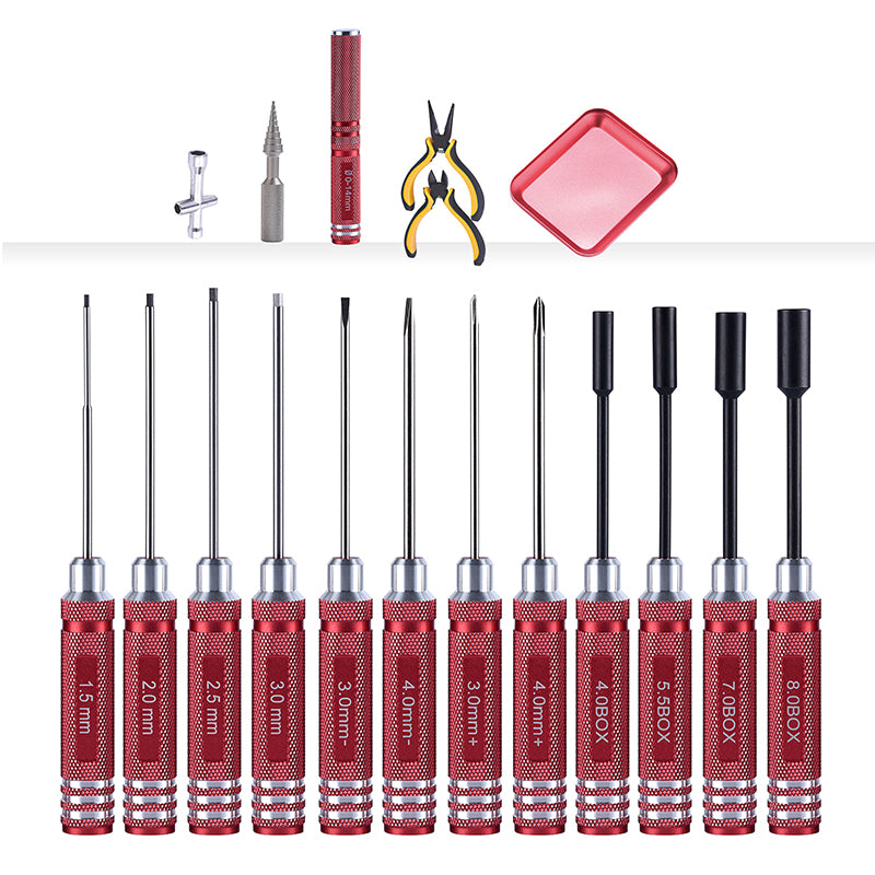 18 in 1 Tool Kits Hole Opener Pliers Screwdrivers Hex Socket Wrench for RC Cars Remote Control Truck Hobby Model DIY Parts