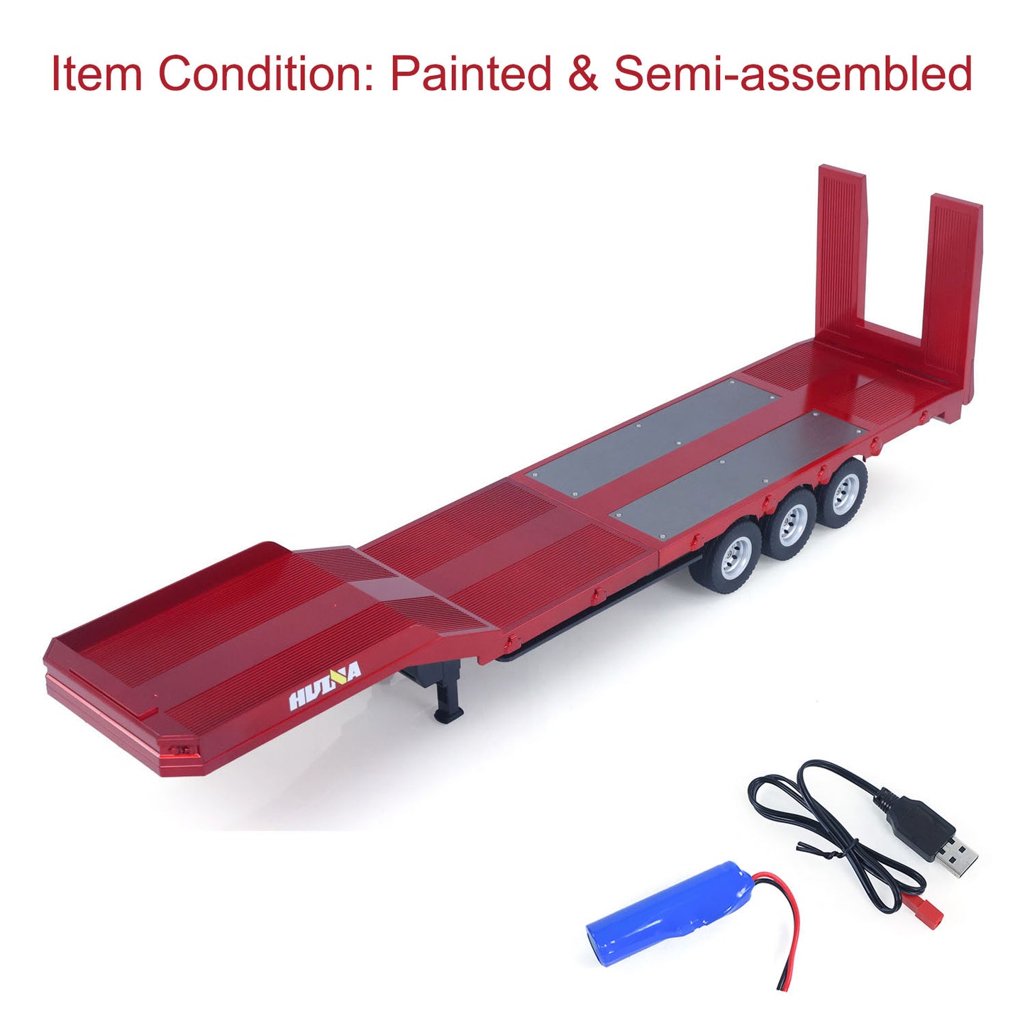 3 Axles Plastic Semi Trailer Flatbed 1502 for 1/18 Remote Control Tractor Truck HUINA 1501 RC Lorry Car Model Upgrade Parts