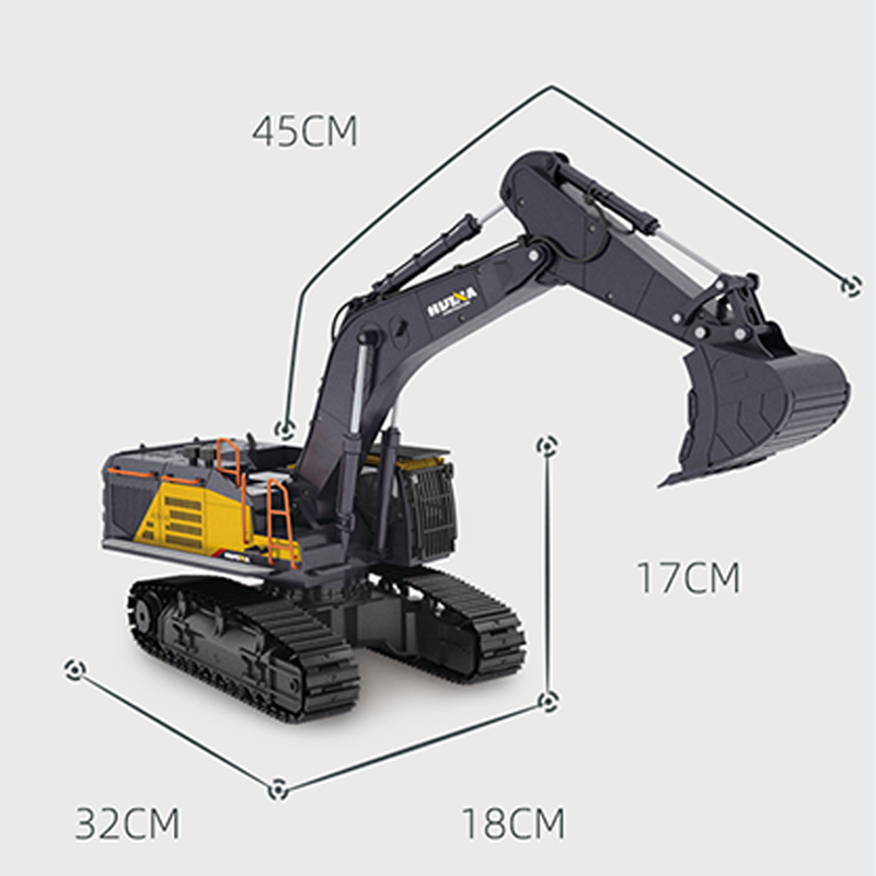 US Stock HUINA Toy 1/14 592 RC Tracked Excavator Car Model Gift 2.4G Radio Light Sound