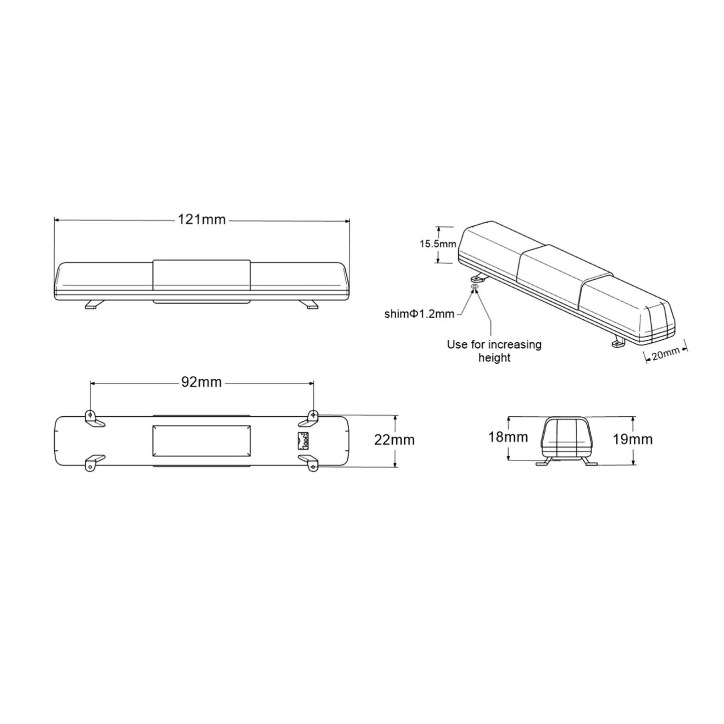 Cabin Warning Roof Light LED Lamp 1/14 For LESU Remote Control Car Model RC Truck Dump Loader DIY Decoration Parts JL-121-D