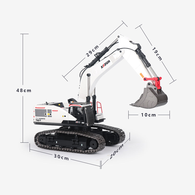 1/14 HUINA RC Metal Excavator Model Toys 1594 Radio Light Battery 22CH Sound Wooden Claw Ball Claw