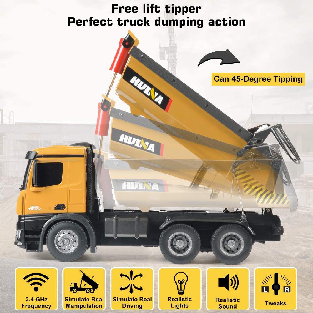 HUINA Toy 573 1/14 RC Dumper Truck Model Car 2.4G Radio Control Battery Light Engineering Vehicle