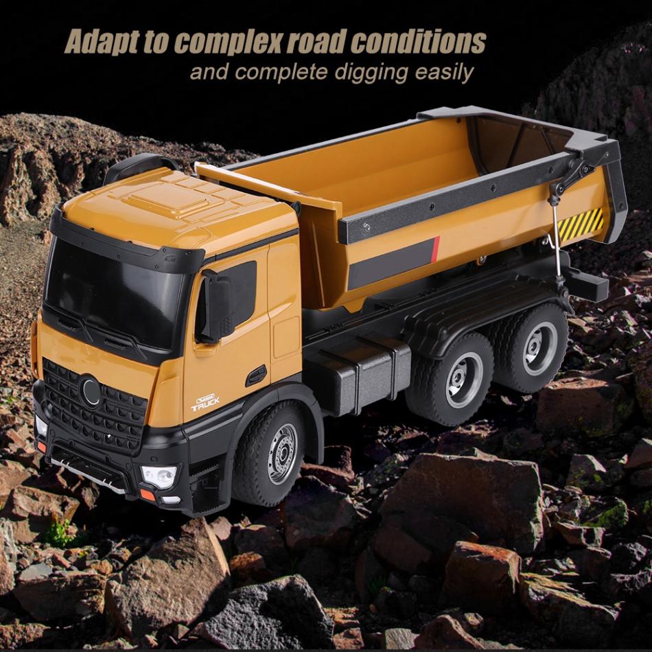 HUINA Toy 573 1/14 RC Dumper Truck Model Car 2.4G Radio Control Battery Light Engineering Vehicle