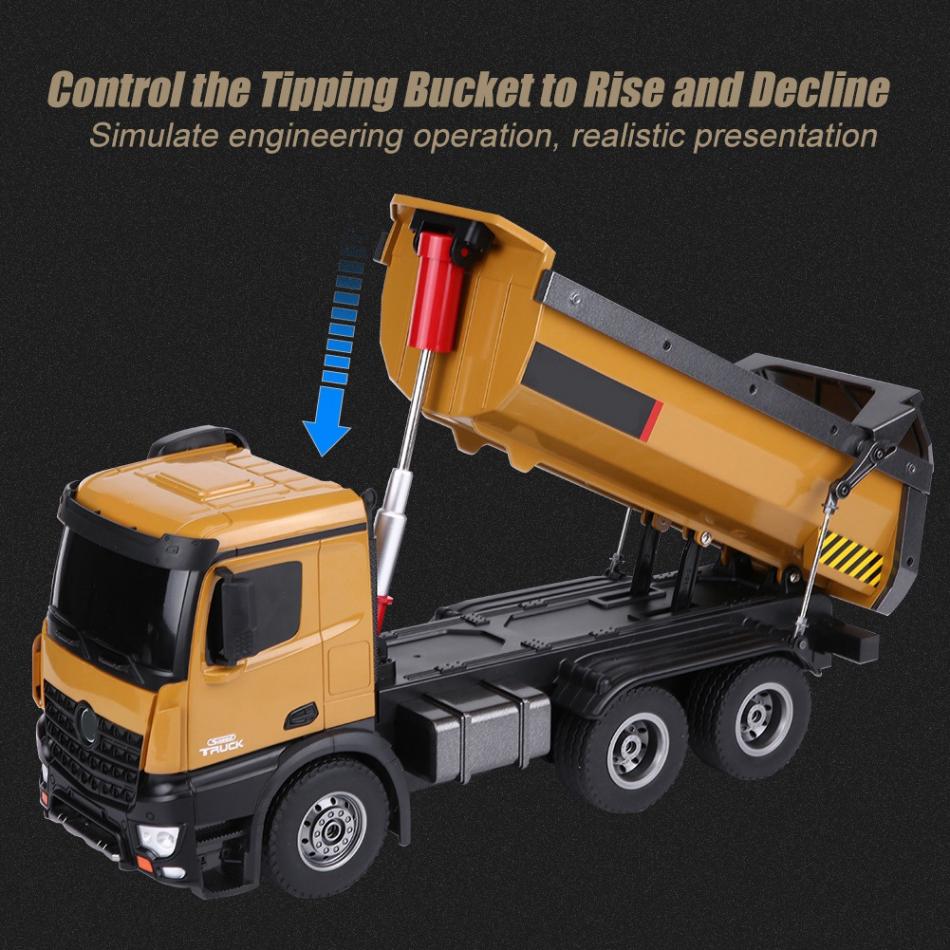 HUINA Toy 573 1/14 RC Dumper Truck Model Car 2.4G Radio Control Battery Light Engineering Vehicle
