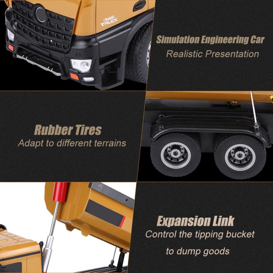 HUINA Toy 573 1/14 RC Dumper Truck Model Car 2.4G Radio Control Battery Light Engineering Vehicle