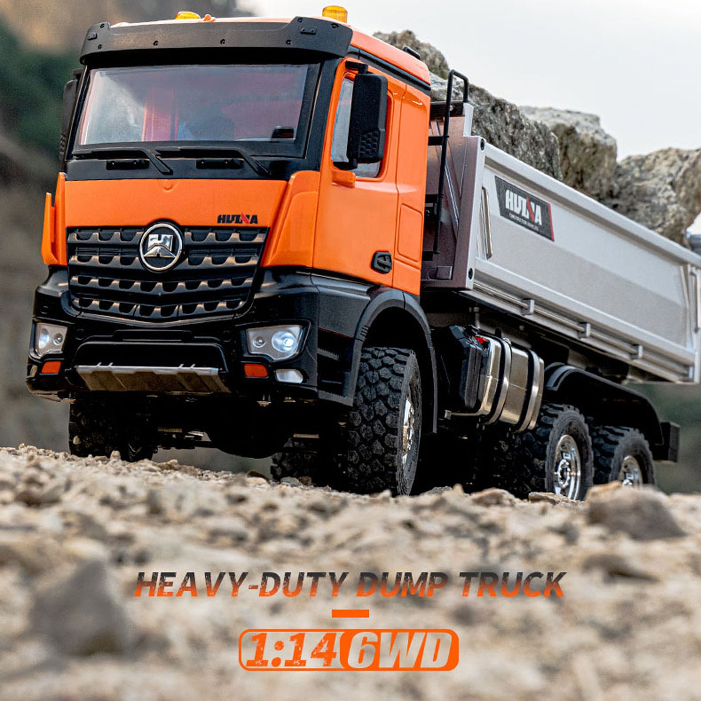 1/14 HUINA 1598 2.4G Remote Control Dumper 6x6 Engineering Transport Vehicle Lifting Rod Tipper Car Light Sound Battery Toys