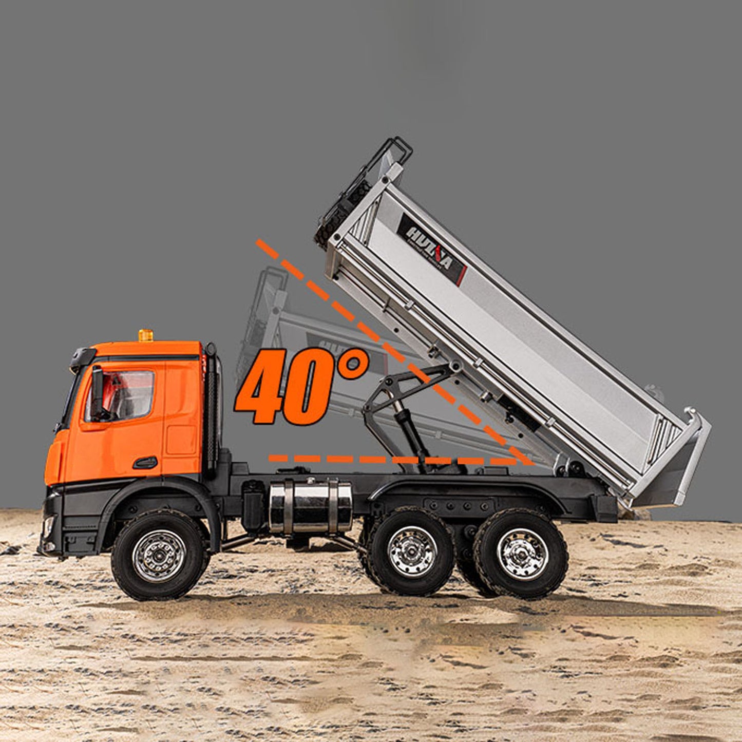 1/14 HUINA 1598 2.4G Remote Control Dumper 6x6 Engineering Transport Vehicle Lifting Rod Tipper Car Light Sound Battery Toys