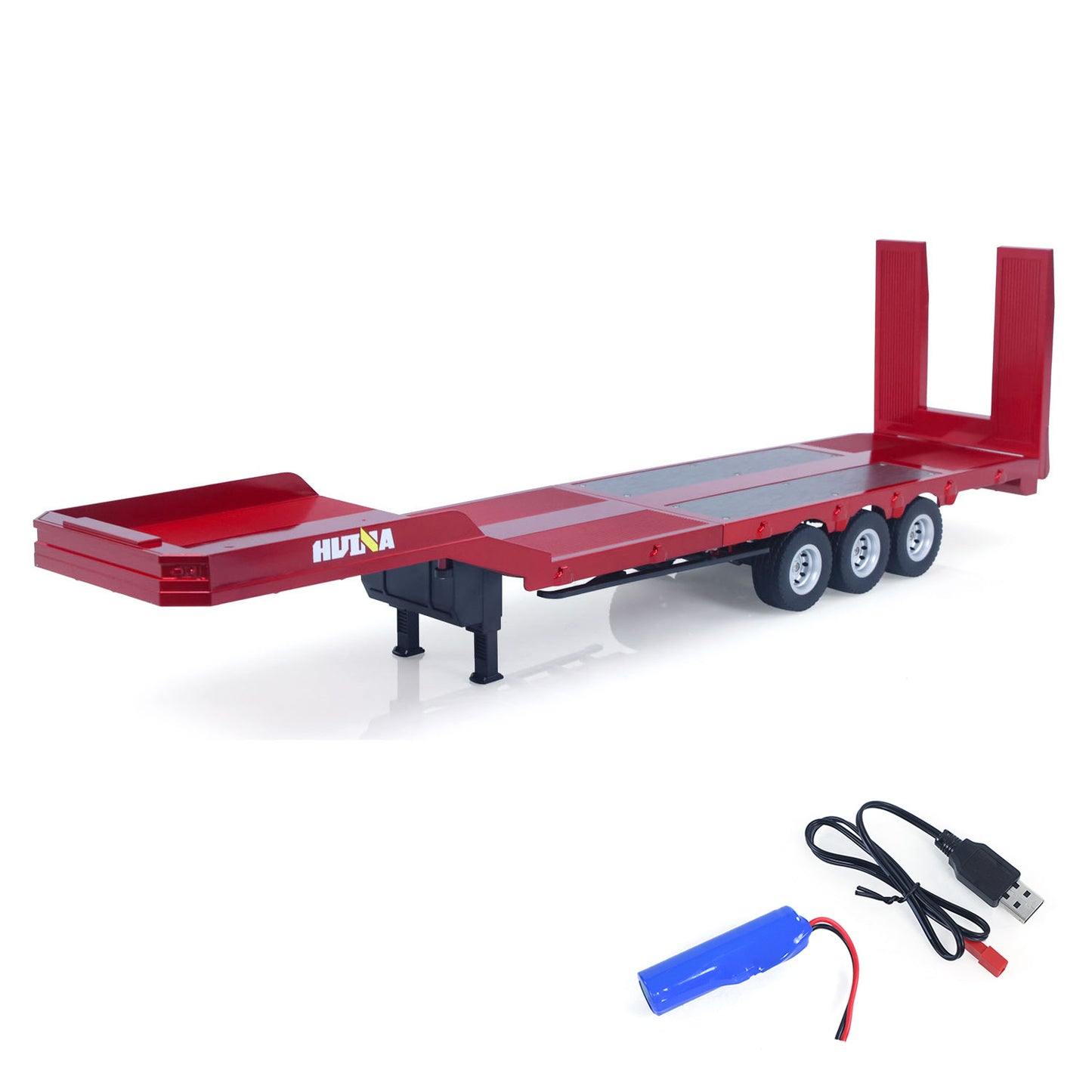 3 Axles Plastic Semi Trailer Flatbed 1502 for 1/18 Remote Control Tractor Truck HUINA 1501 RC Lorry Car Model Upgrade Parts