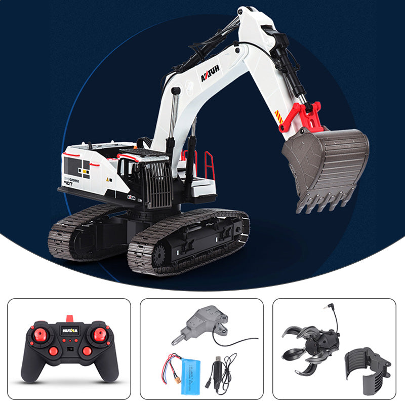 1/14 HUINA RC Metal Excavator Model Toys 1594 Radio Light Battery 22CH Sound Wooden Claw Ball Claw