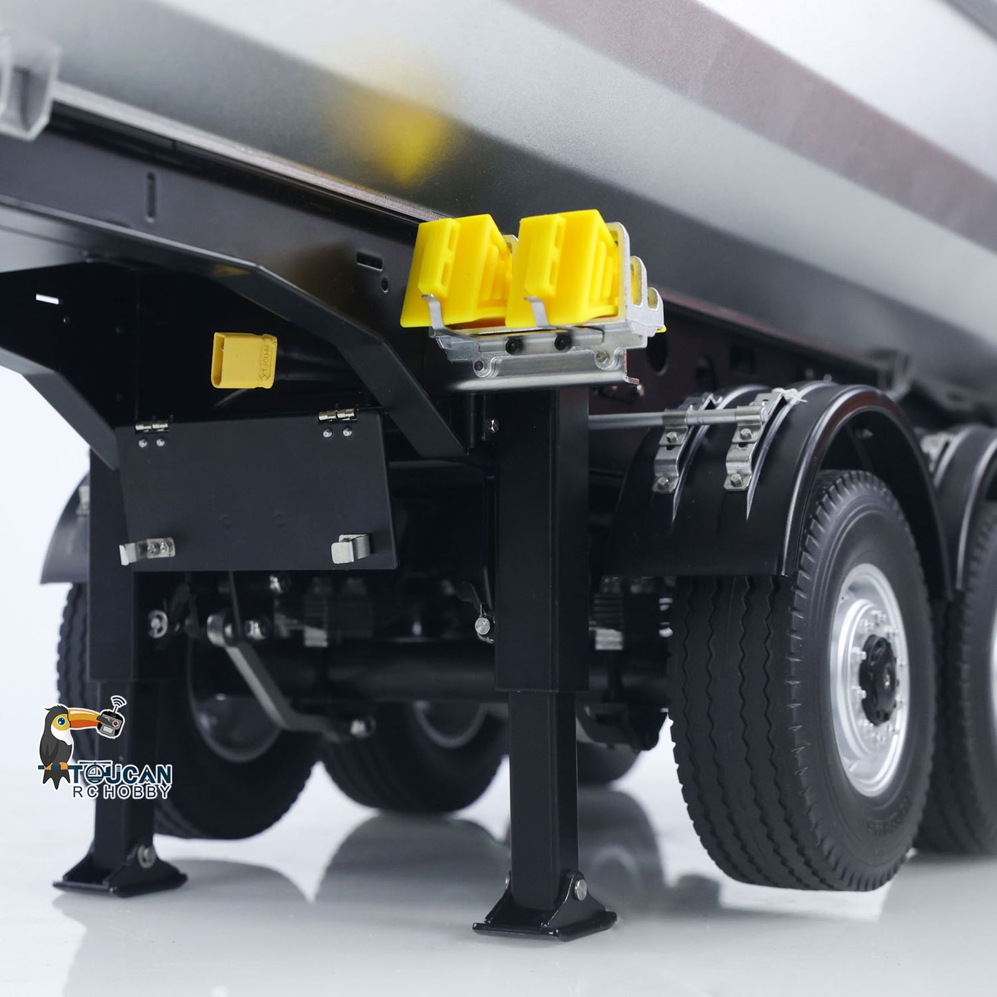 Kabolite K5801 Car 1/14 Scale 4X4 RC Tractor Truck 3Axles AWD W/ Electric Lifting Hopper Dump Trailer Tipper Battery