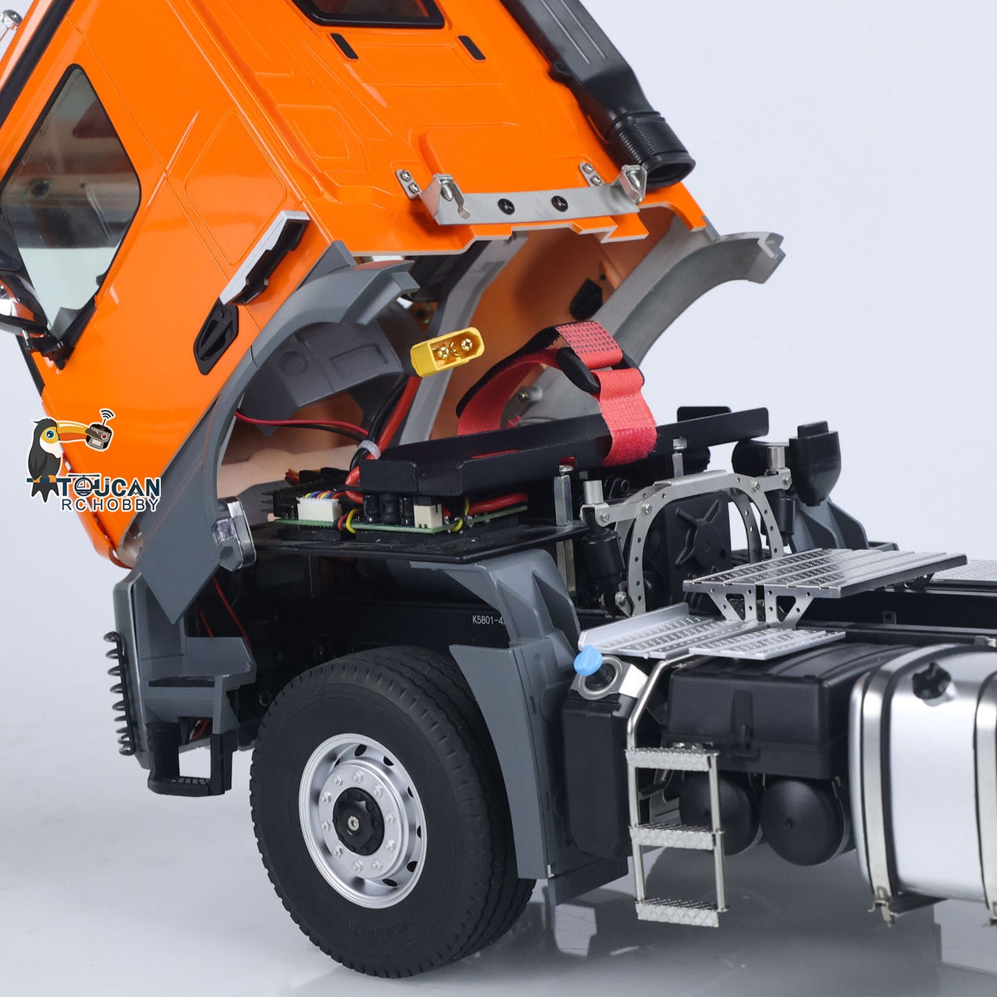 Kabolite K5801 Car 1/14 Scale 4X4 RC Tractor Truck 3Axles AWD W/ Electric Lifting Hopper Dump Trailer Tipper Battery