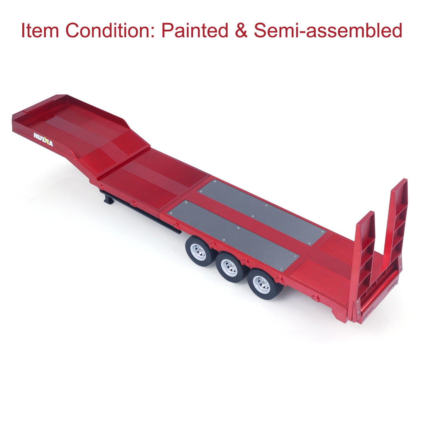 3 Axles Plastic Semi Trailer Flatbed 1502 for 1/18 Remote Control Tractor Truck HUINA 1501 RC Lorry Car Model Upgrade Parts