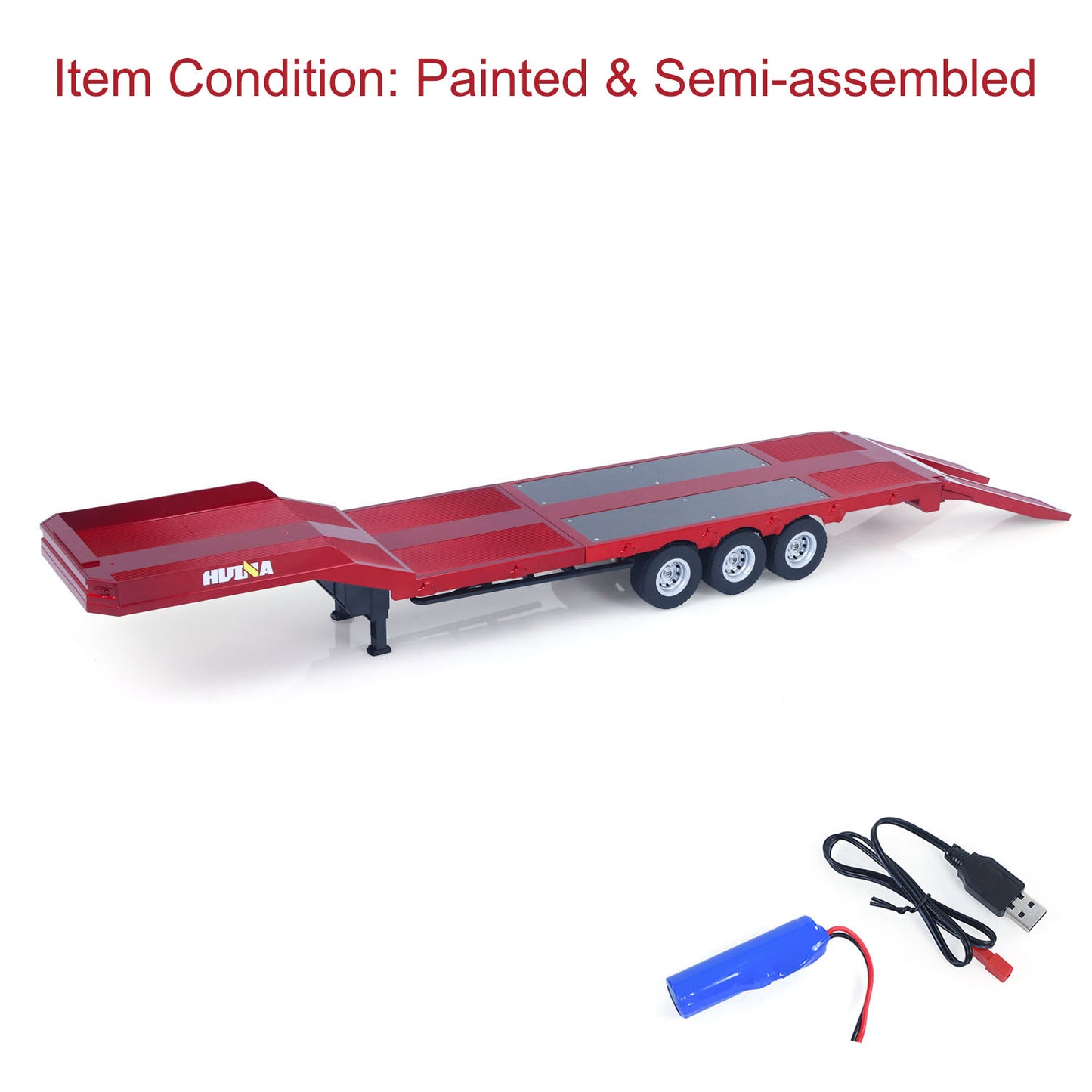 3 Axles Plastic Semi Trailer Flatbed 1502 for 1/18 Remote Control Tractor Truck HUINA 1501 RC Lorry Car Model Upgrade Parts