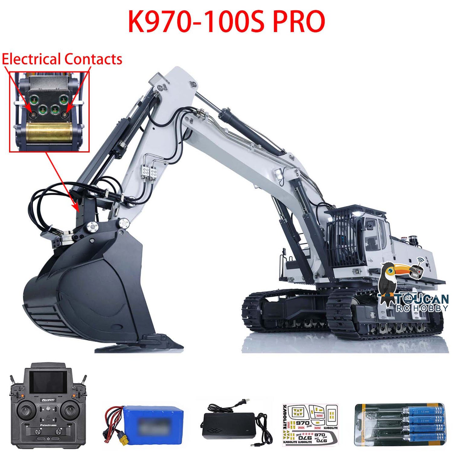 IN STOCK Kabolite 1/14 Remote Control Hydraulic Excavator K970 100S Pro RC Digger Electric Car Model Ready to Run Assembled Painted