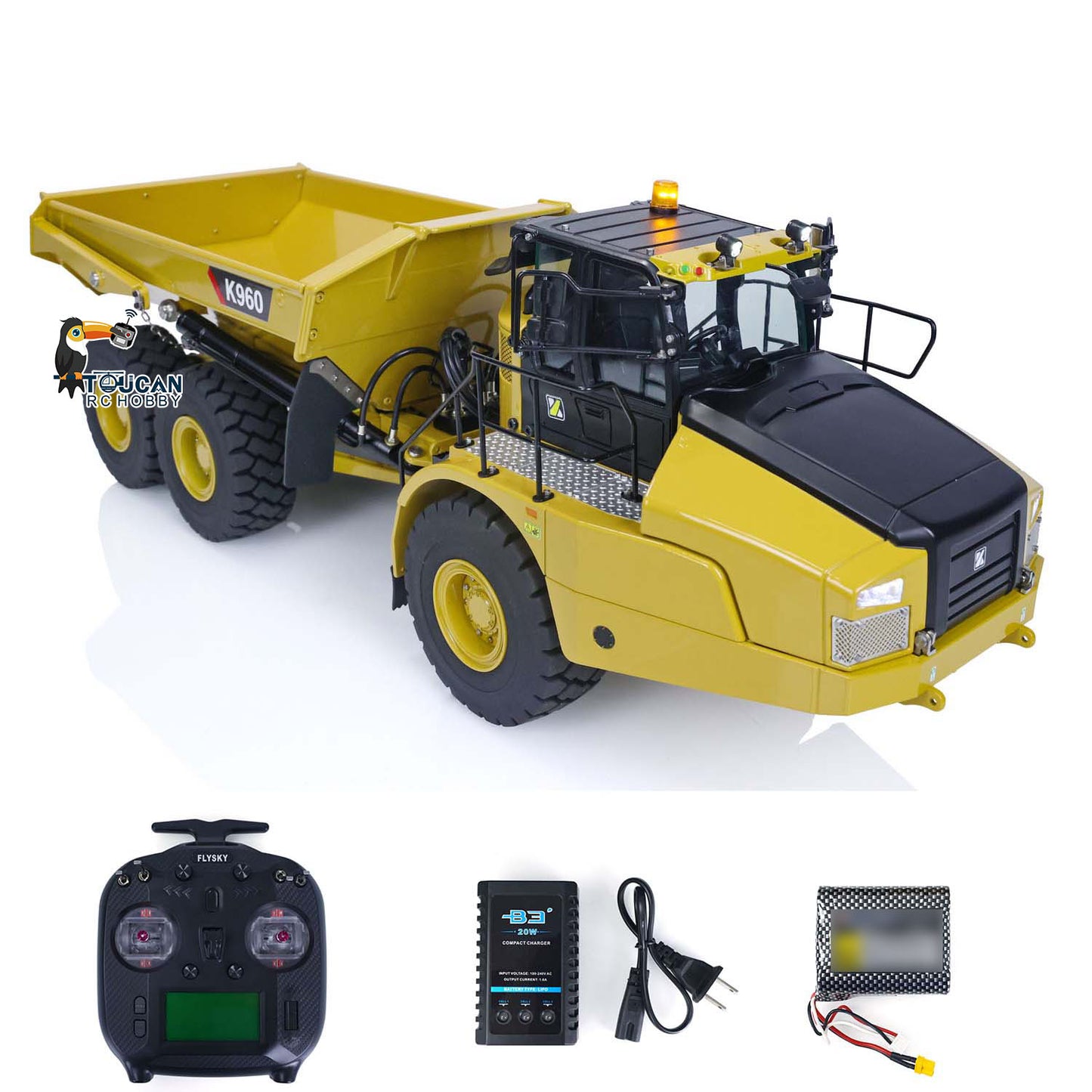 KABOLITE K960 1/20 Hydraulic Machine RC Articulated Truck 6x6 Remote Control Dump Cars Hobby Model DIY Toys for Adults Children