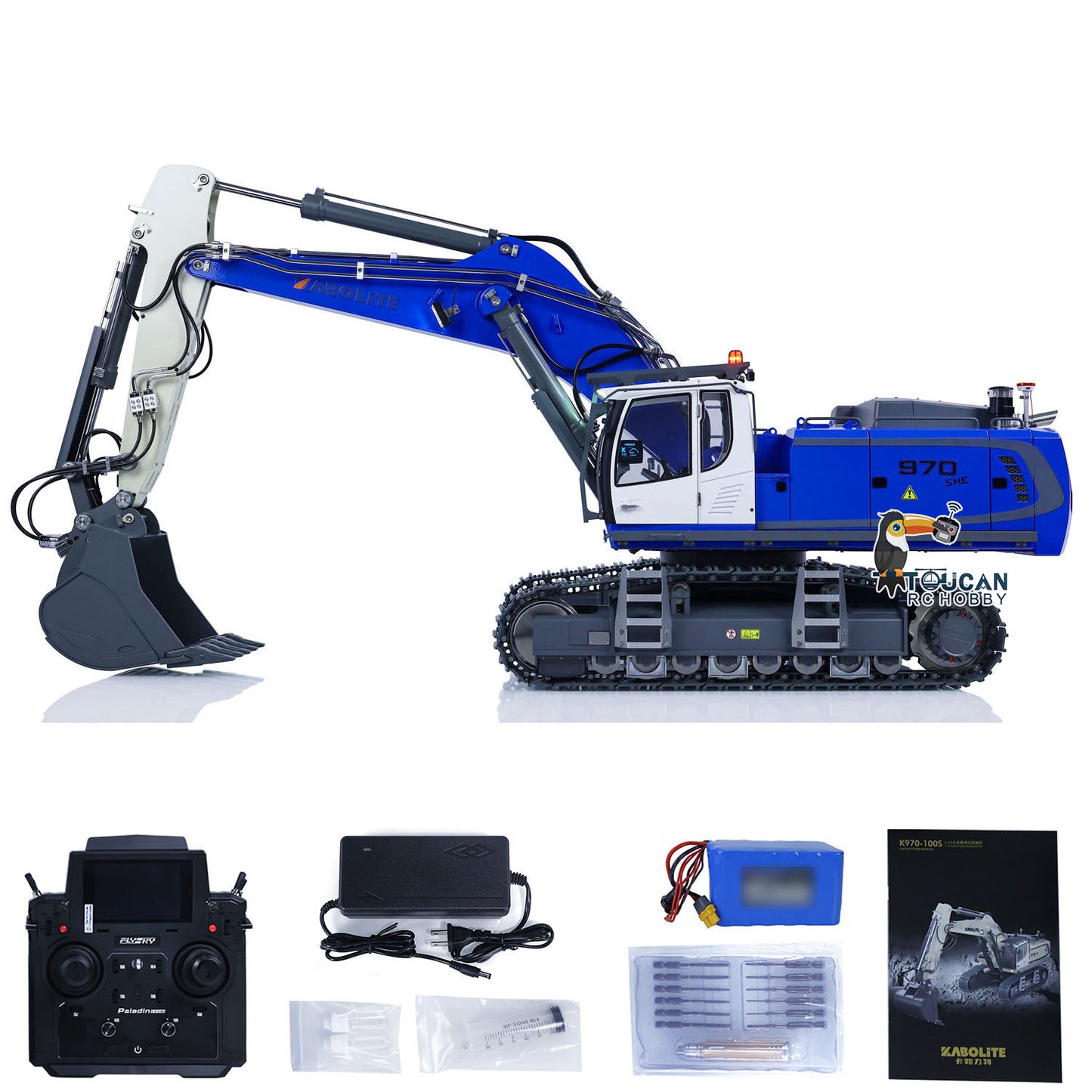 Kabolite K970-100S Pro Version 1/14 Hydraulic RC Excavator Digger Metal Construction Vehicles Ready to Run with Smoker Light Sound