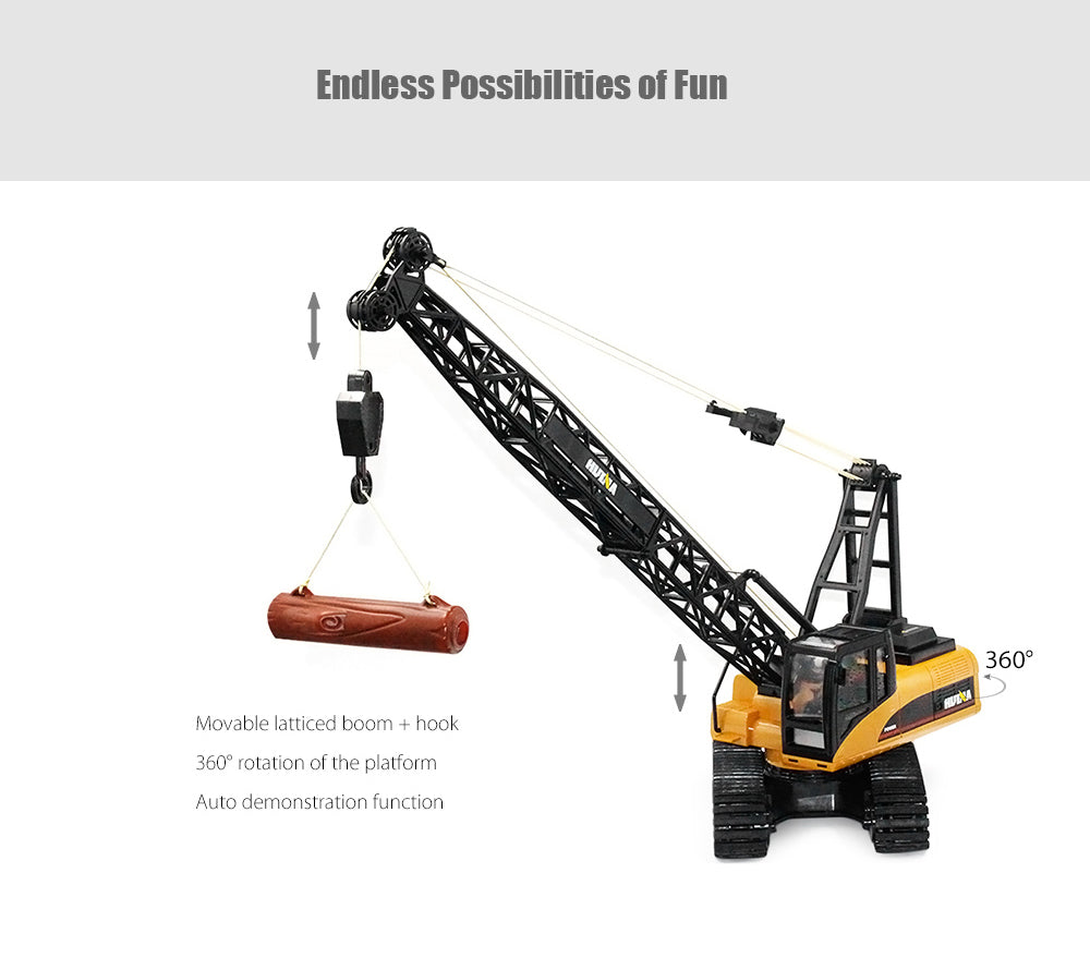 HUINA 572 15CH RC 1/14 Construction Crane Truck Tower Excavator Model Car 1572 Remote Control Toy