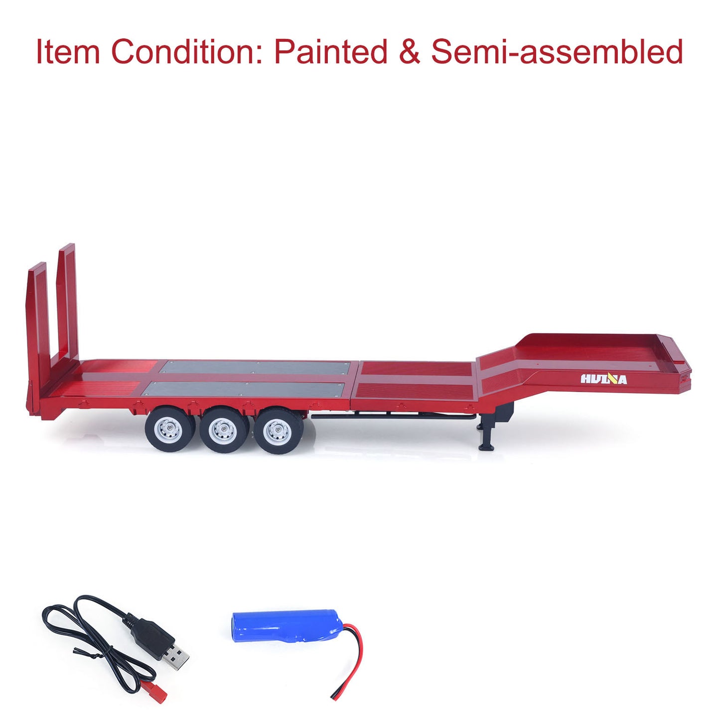 3 Axles Plastic Semi Trailer Flatbed 1502 for 1/18 Remote Control Tractor Truck HUINA 1501 RC Lorry Car Model Upgrade Parts