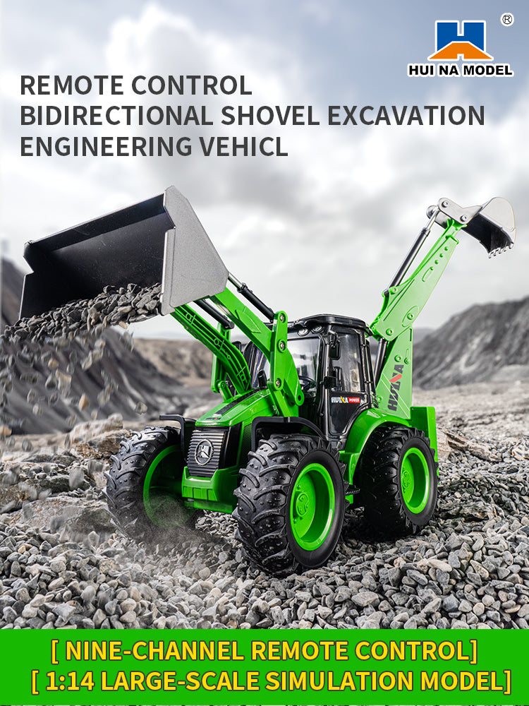 HUINA 1/14 1579 Remote Control Backhoe Excavator 2.4G 9CH RC Loader Model Toys RC Construction Vehicles