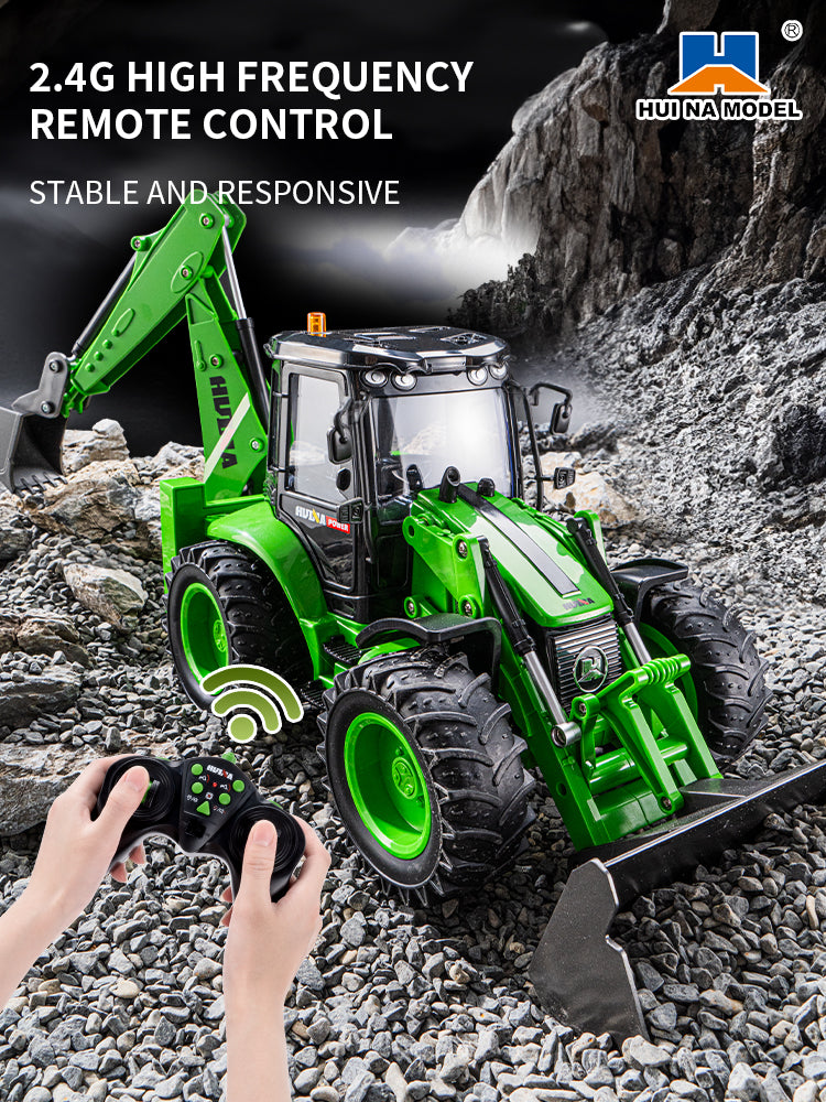 HUINA 1/14 1579 Remote Control Backhoe Excavator 2.4G 9CH RC Loader Model Toys RC Construction Vehicles