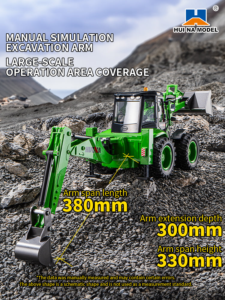 HUINA 1/14 1579 Remote Control Backhoe Excavator 2.4G 9CH RC Loader Model Toys RC Construction Vehicles
