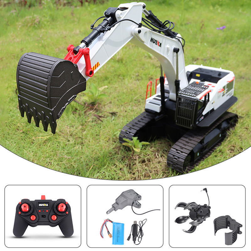 1/14 HUINA RC Metal Excavator Model Toys 1594 Radio Light Battery 22CH Sound Wooden Claw Ball Claw