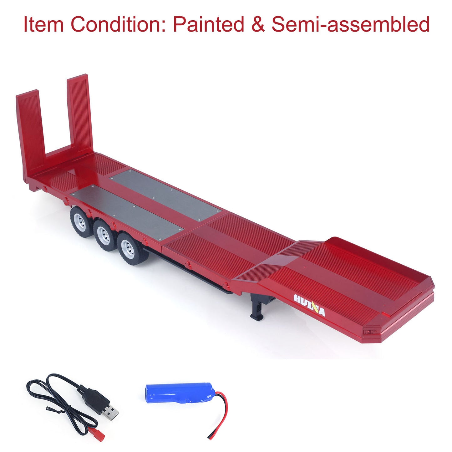 3 Axles Plastic Semi Trailer Flatbed 1502 for 1/18 Remote Control Tractor Truck HUINA 1501 RC Lorry Car Model Upgrade Parts