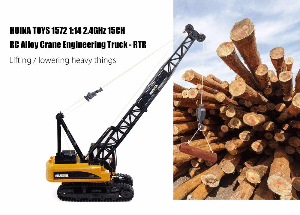 HUINA 572 15CH RC 1/14 Construction Crane Truck Tower Excavator Model Car 1572 Remote Control Toy