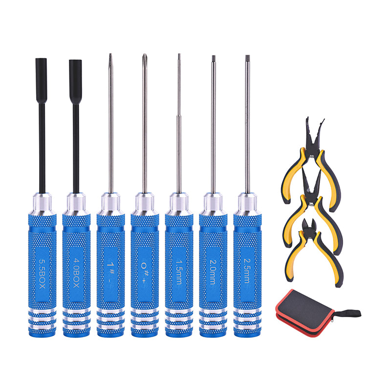 10pcs Metal Screwdriver Pliers RCTools Kits Repair Box Set for RC Airplanes Car Radio Control Truck DIY Model Parts