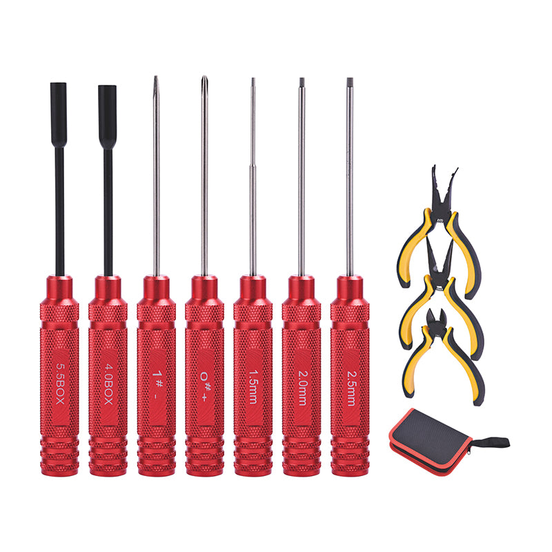 10pcs Metal Screwdriver Pliers RCTools Kits Repair Box Set for RC Airplanes Car Radio Control Truck DIY Model Parts