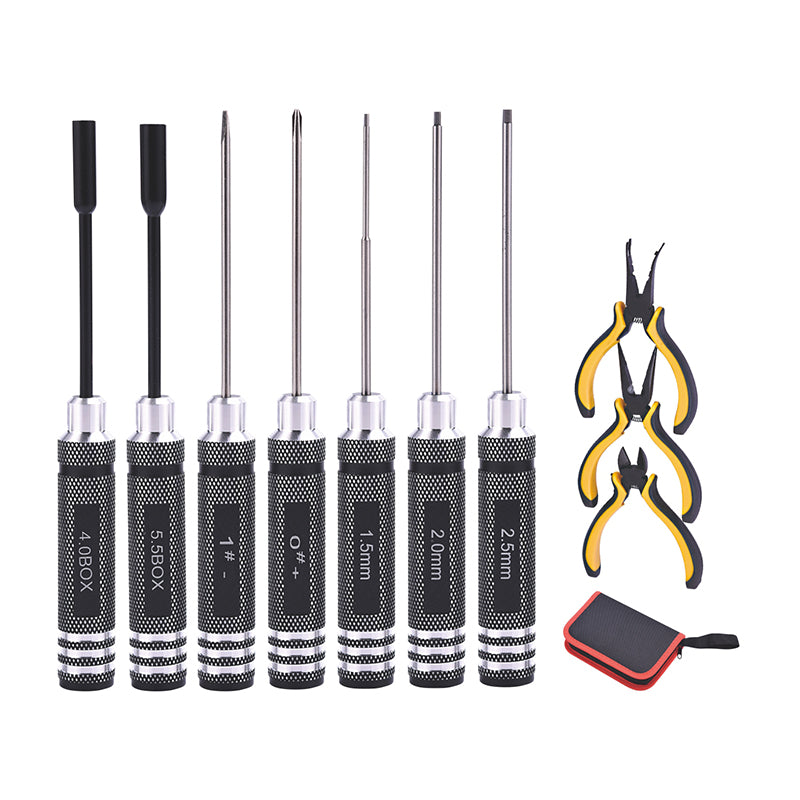 10pcs Metal Screwdriver Pliers RCTools Kits Repair Box Set for RC Airplanes Car Radio Control Truck DIY Model Parts