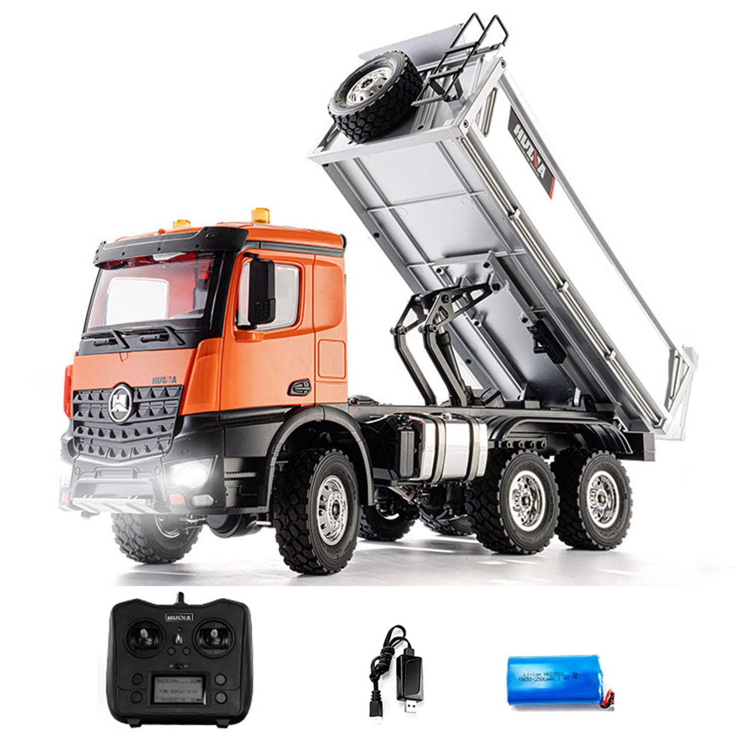 1/14 HUINA 1598 2.4G Remote Control Dumper 6¡Á6 Engineering Transport Vehicle Lifting Rod Tipper Car Light Sound Battery Toys