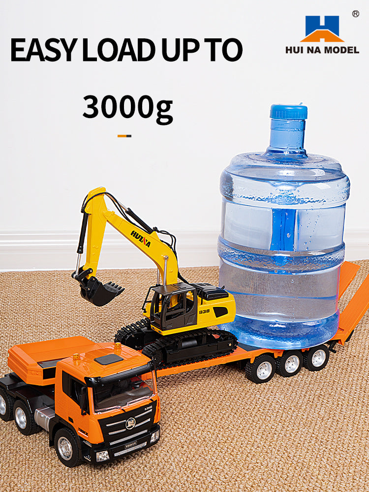 1:18 HUINA 1319 RC Tractor Truck Remote Control Excavator Flatbed Trailer 2.4G Radio Model Battery