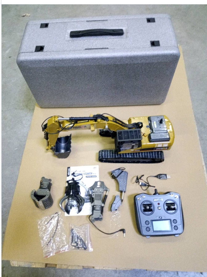 Second Hand Fast Free Shipping HUINA New Upgrade 580 1/14 Metal Excavator Model Engineering Vehicle Electric Ball Grabber 360 Rotating Shear Claw Sound Lights