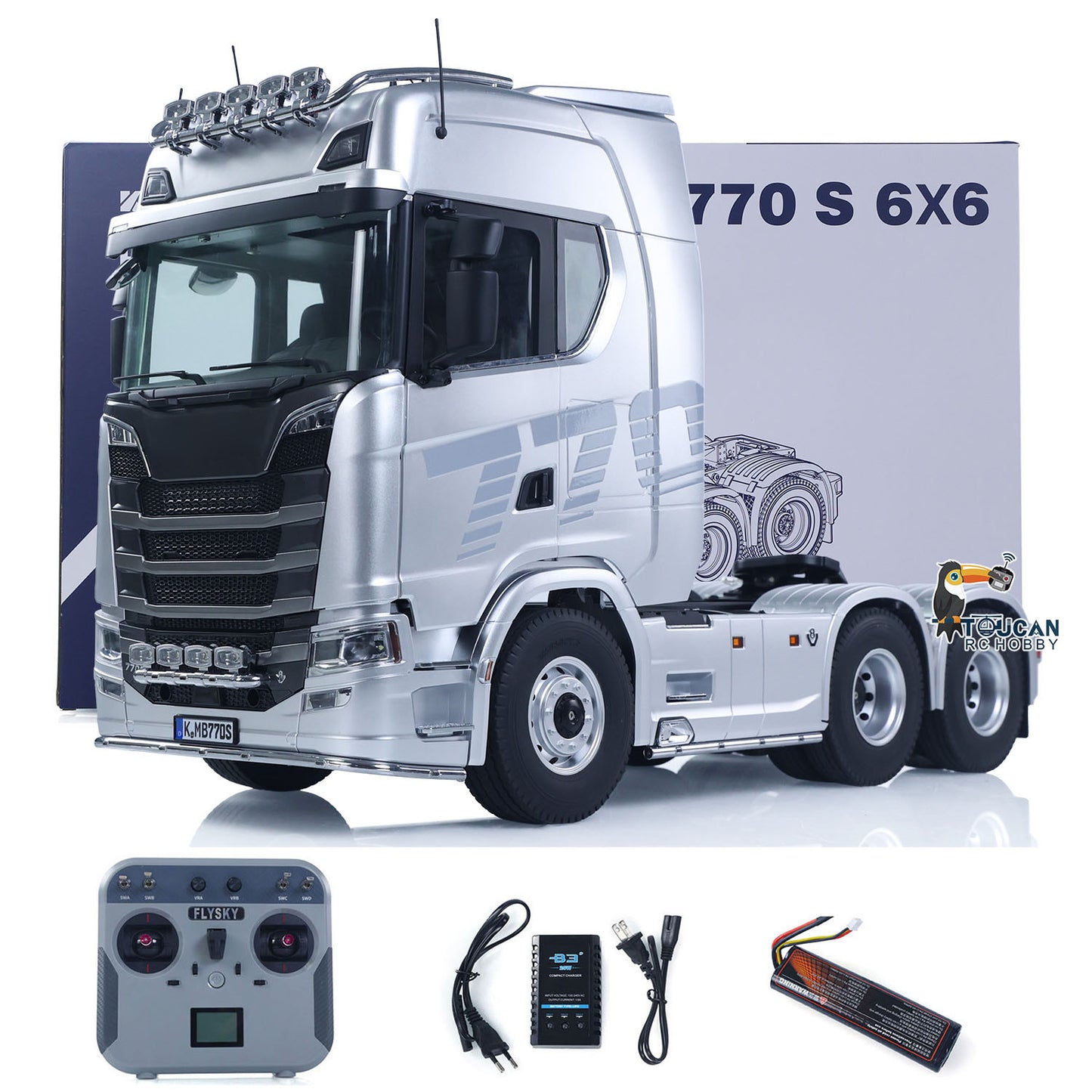 Fast Free Shipping for EU KABOLITE 1/14 770S 100 RC Tractor Truck 6x6 Remote Control Lorry Car 2Speed Gearbox Differential Lock Battery Radio RTR Model