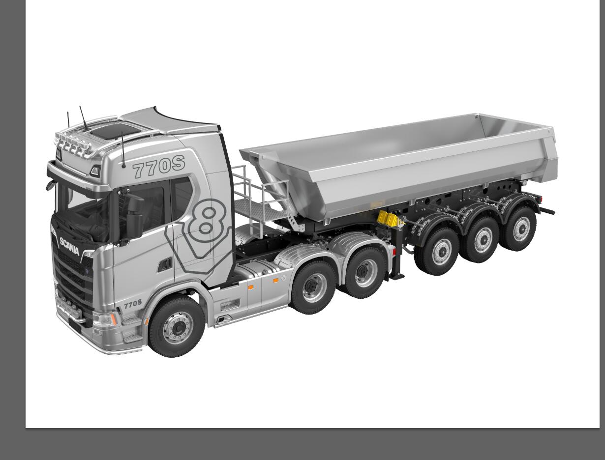 26.1Inches KABOLITE 1/14 Metal Radio Control Semi Trailer Dumper Electric Lifting for RC Tractor Truck SC 770S Light Support Leg