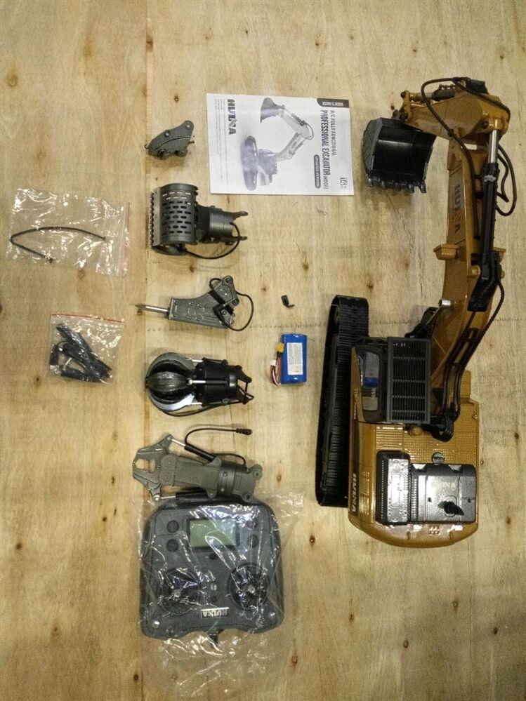 Second Hand Fast Free Shipping HUINA New Upgrade 580 1/14 Metal Excavator Engineering Vehicle Model Electric Ball Grabber 360 Rotating Shear Claw Sound Lights