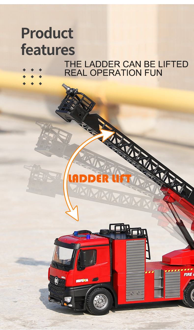 HUINA Toy 1/14 561 Sprayable Scaling Ladder Fire Truck 1561 RC Tractor 2.4G Remote Control Model Car