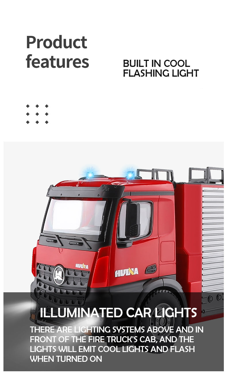 HUINA Toy 1/14 561 Sprayable Scaling Ladder Fire Truck 1561 RC Tractor 2.4G Remote Control Model Car