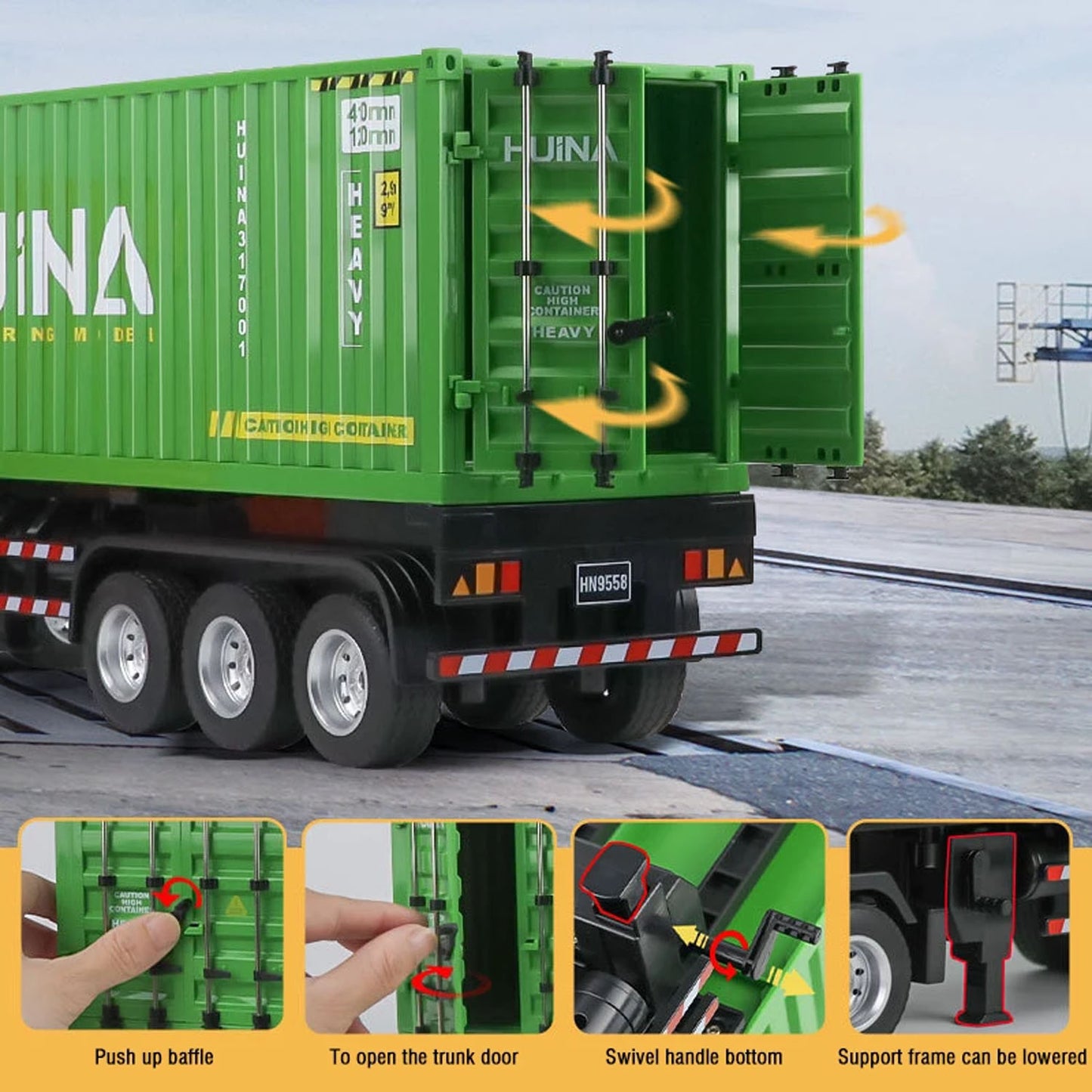 HUINA 1317 1/18 RC Tractor Car Container Trailer Truck 9CH Remote Control Cars Toys Model Gift