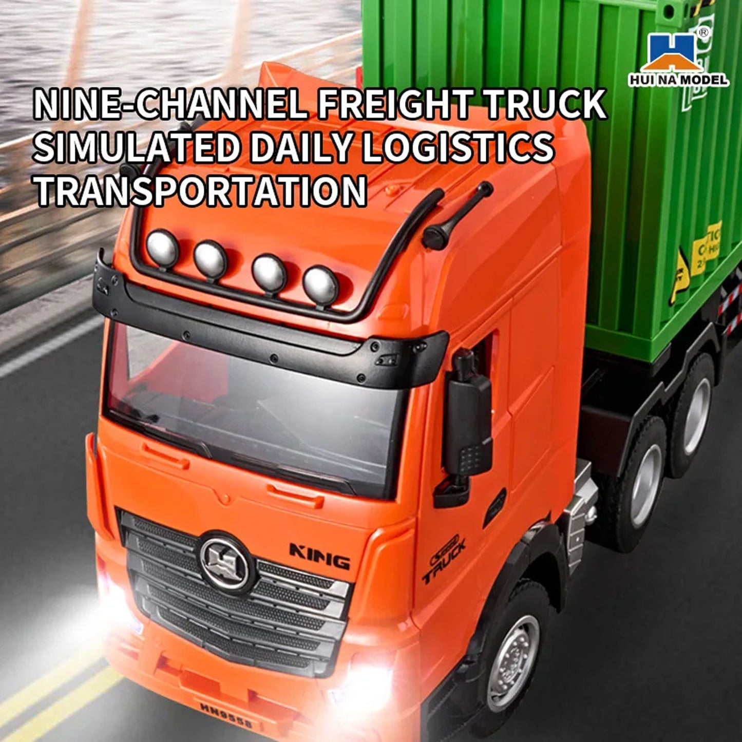 HUINA 1317 1/18 RC Tractor Car Container Trailer Truck 9CH Remote Control Cars Toys Model Gift