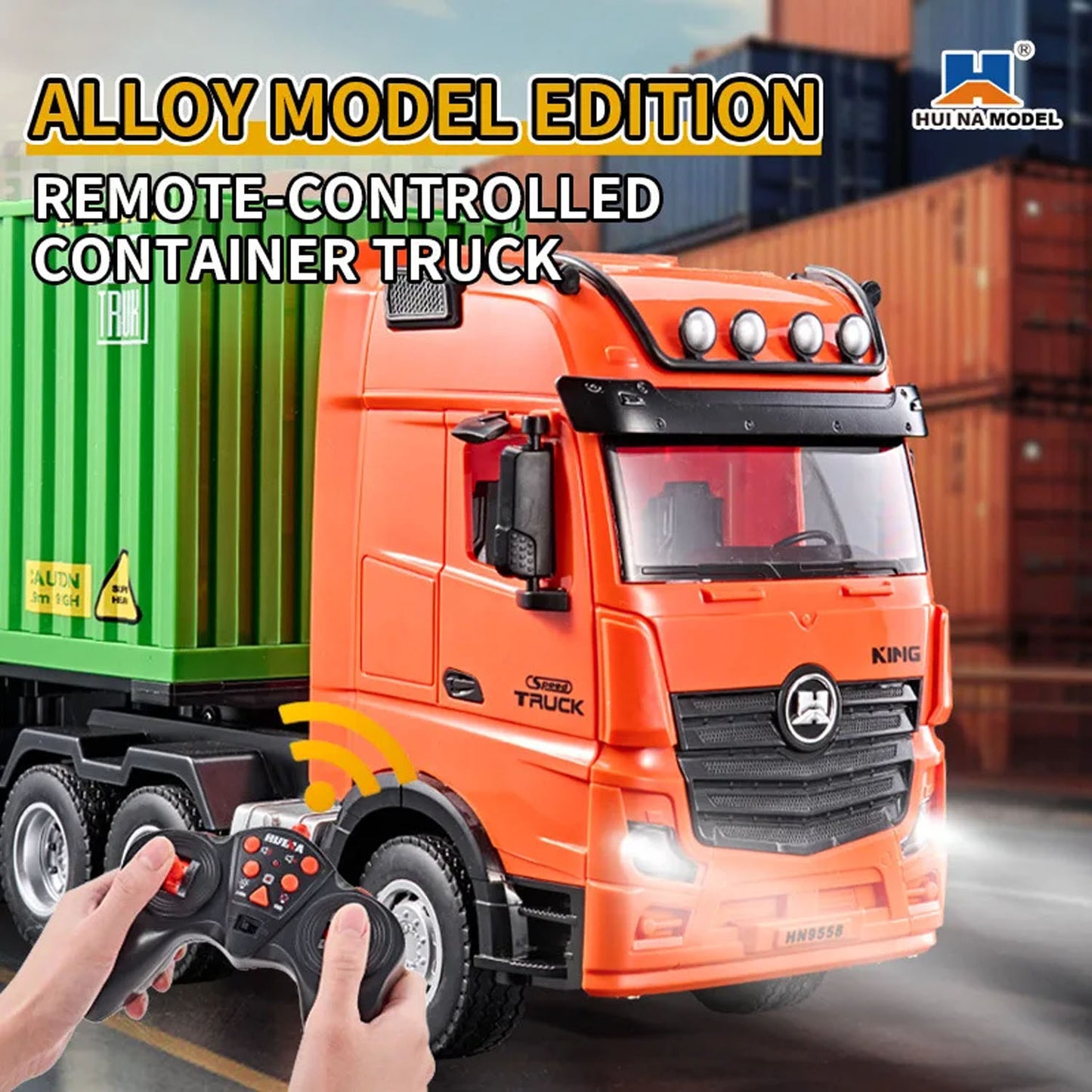 HUINA 1317 1/18 RC Tractor Car Container Trailer Truck 9CH Remote Control Cars Toys Model Gift