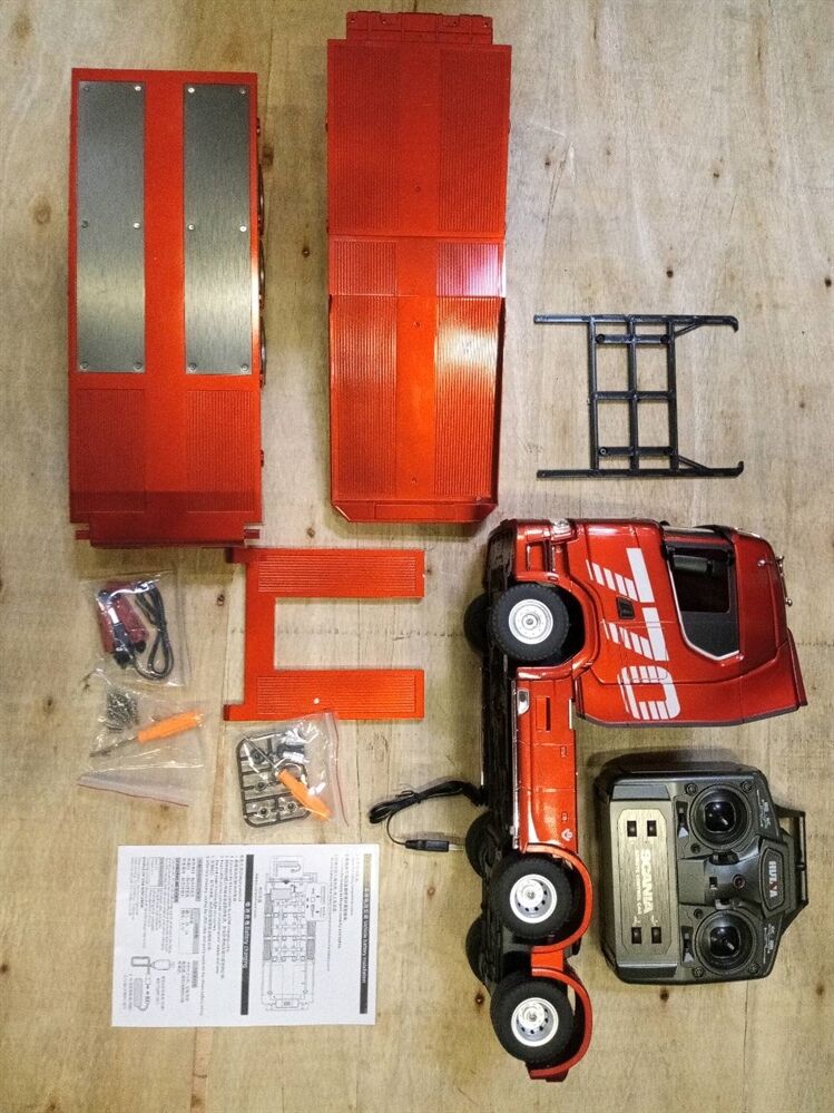 Second Hand Fast Free Shipping Plastic 770S 1/18 RC Tractor Truck 3 Axle Semi Trailer Flatbed 1502 RC Lorry Car Model