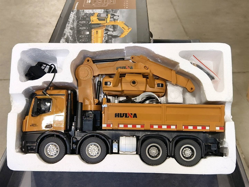 Free Shipping Second Hand CA Stock HUINA 1538 1/14 RC Timber Grab Truck Dumper Remote Control Model Toy Vehicles 2.4G Radio Battery