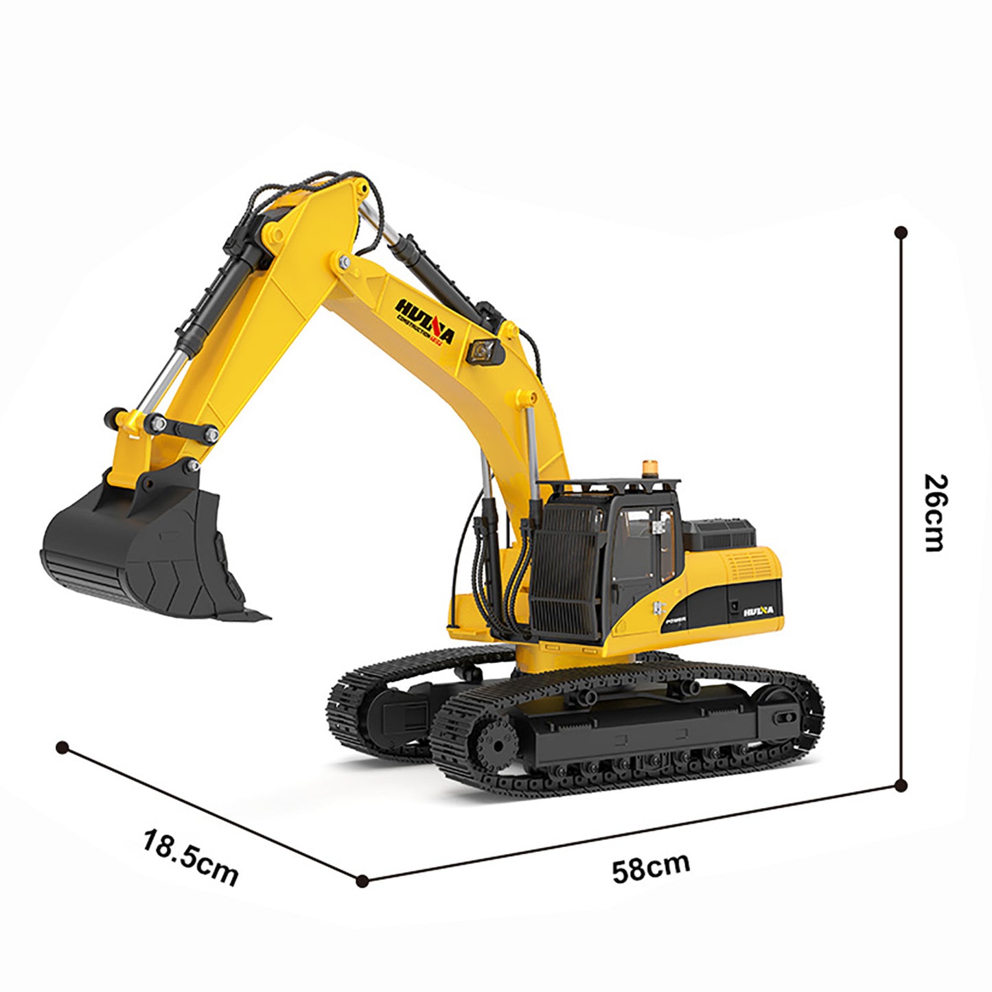 New Upgrade HUINA 1/14 Metal Excavator Model Engineering Vehicle 580 Electric Ball Grabber 360 Rotating Shear Claw Sound Lights