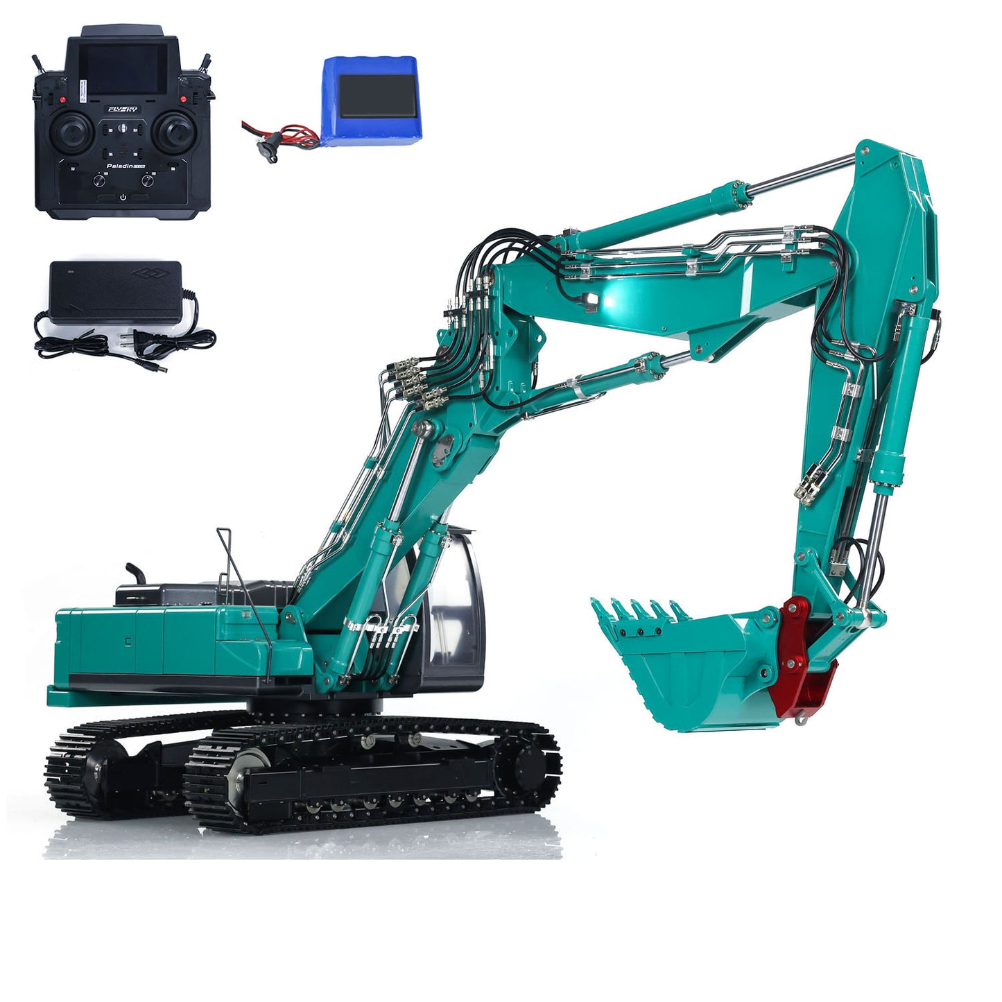 KABOLITE  1/14 K350 200 3Arm RC Hydraulic Excavator Remote Control Digger Model Light Sound System Flysky Radio RTR Battery