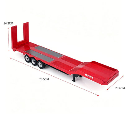 3 Axles Plastic Semi Trailer Flatbed 1502 for 1/18 Remote Control Tractor Truck HUINA 1501 RC Lorry Car Model Upgrade Parts