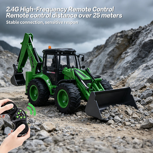 IN Stock HUINA 1579 1/14 Plastic Remote Control Backhoe Loader 2.4G 9CH Digger Model Gift for Engineering Vehicle Hobbyists