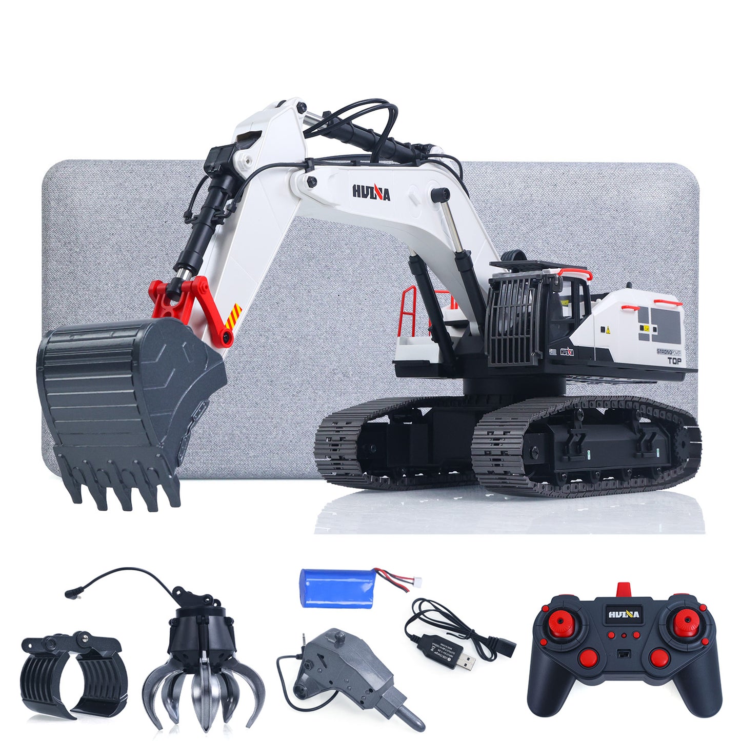 HUINA 1/14 1594 Metal RC Excavator Model Bucket Drill Ball Wooden Claw Light Sound Battery&nbsp;Remote Control Vehicle